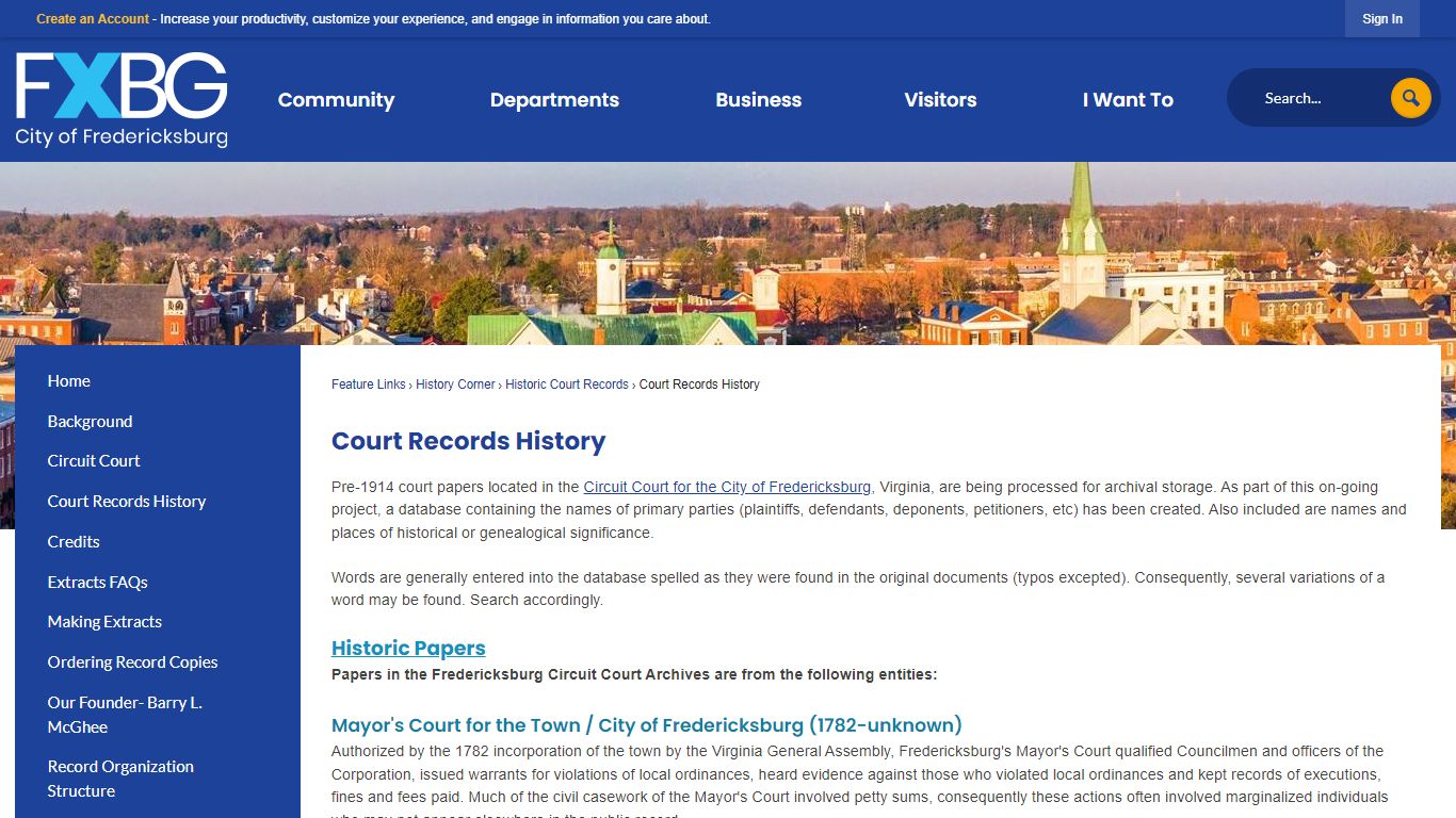 Court Records History | Fredericksburg, VA - Official Website