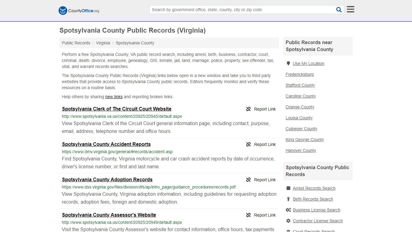 Public Records - Spotsylvania County, VA (Business ...